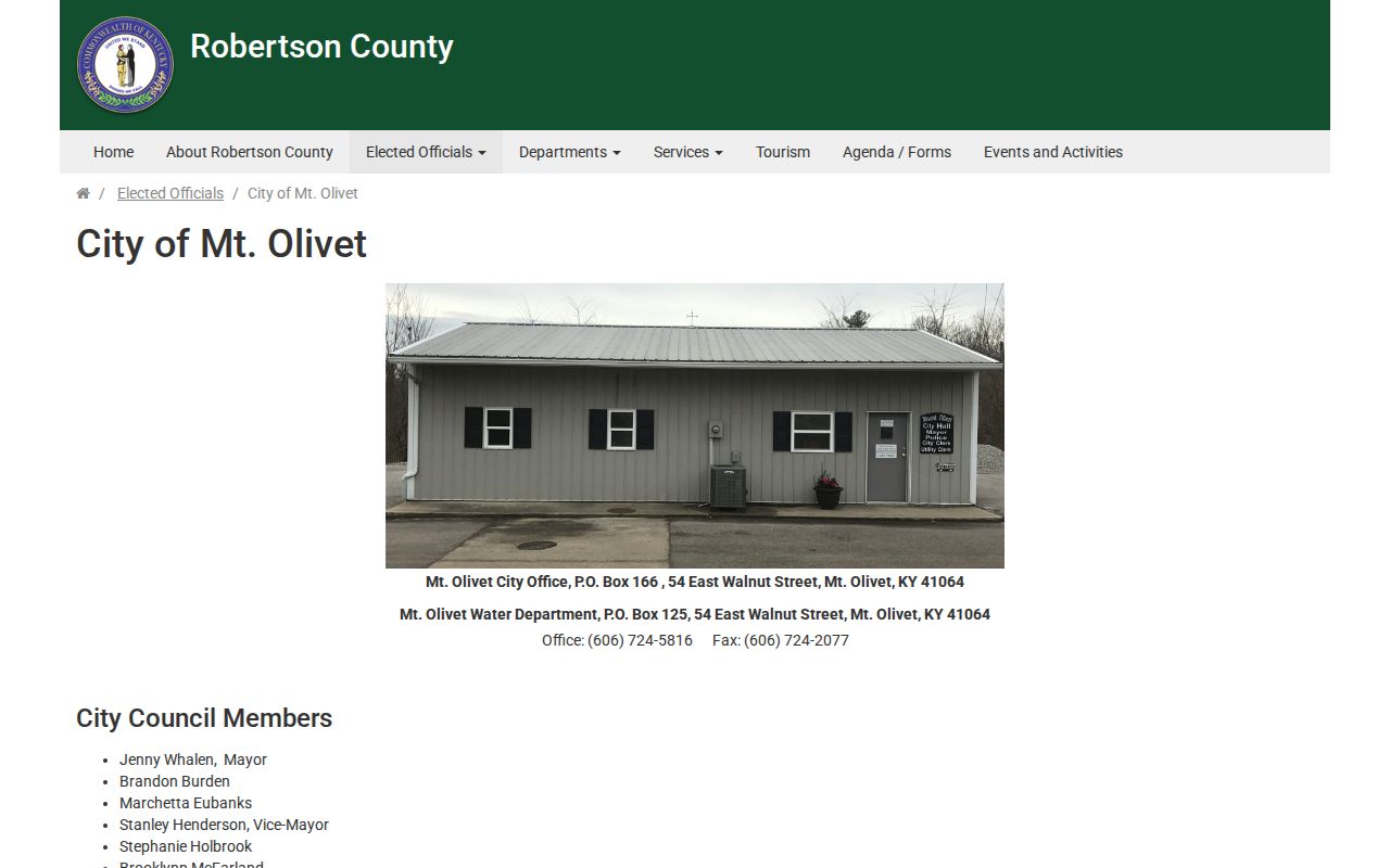Official Mount Olivet city government page for local records orientation