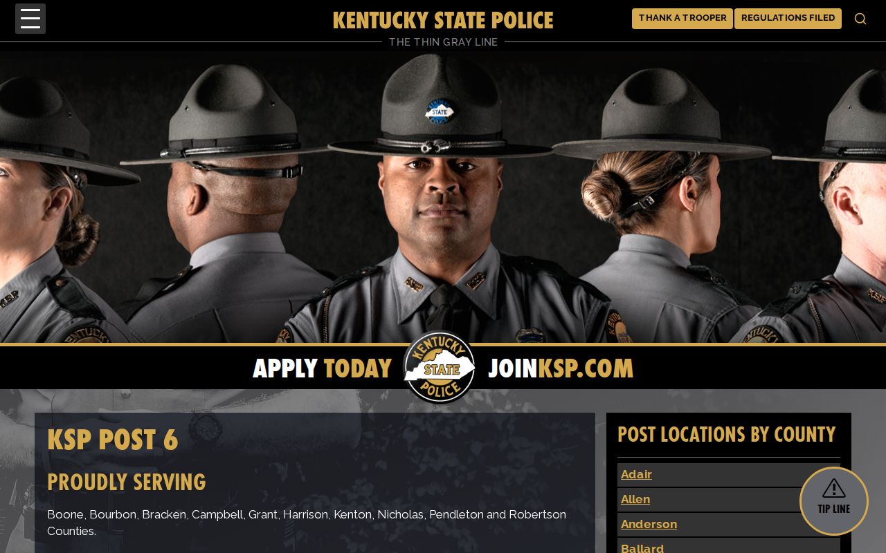 Kentucky State Police Post 6 channel for Robertson County arrest history
