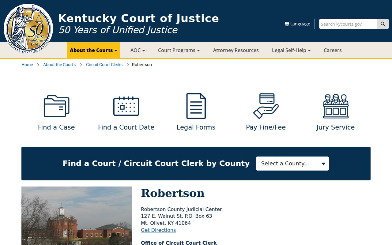 Robertson County criminal court case information for the Judicial Center