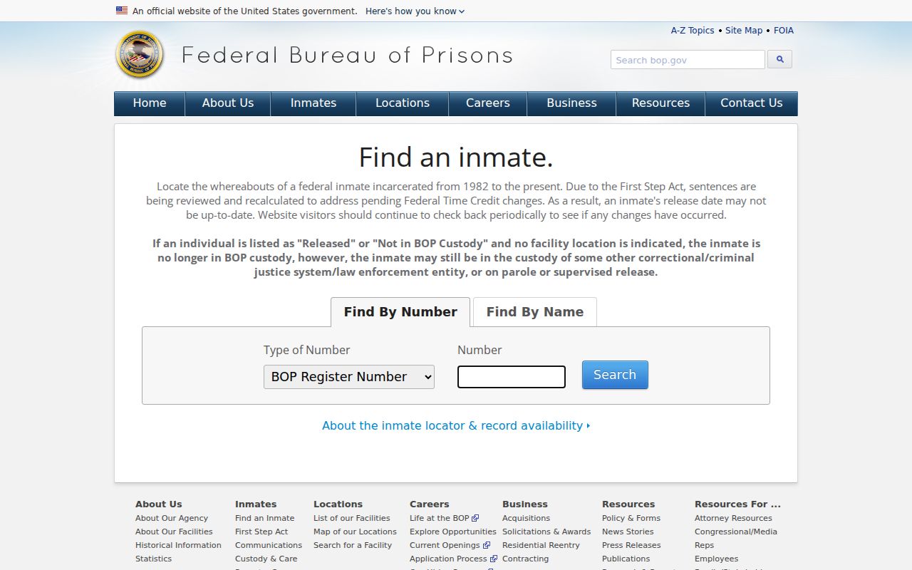 Robertson County criminal history federal inmate locator