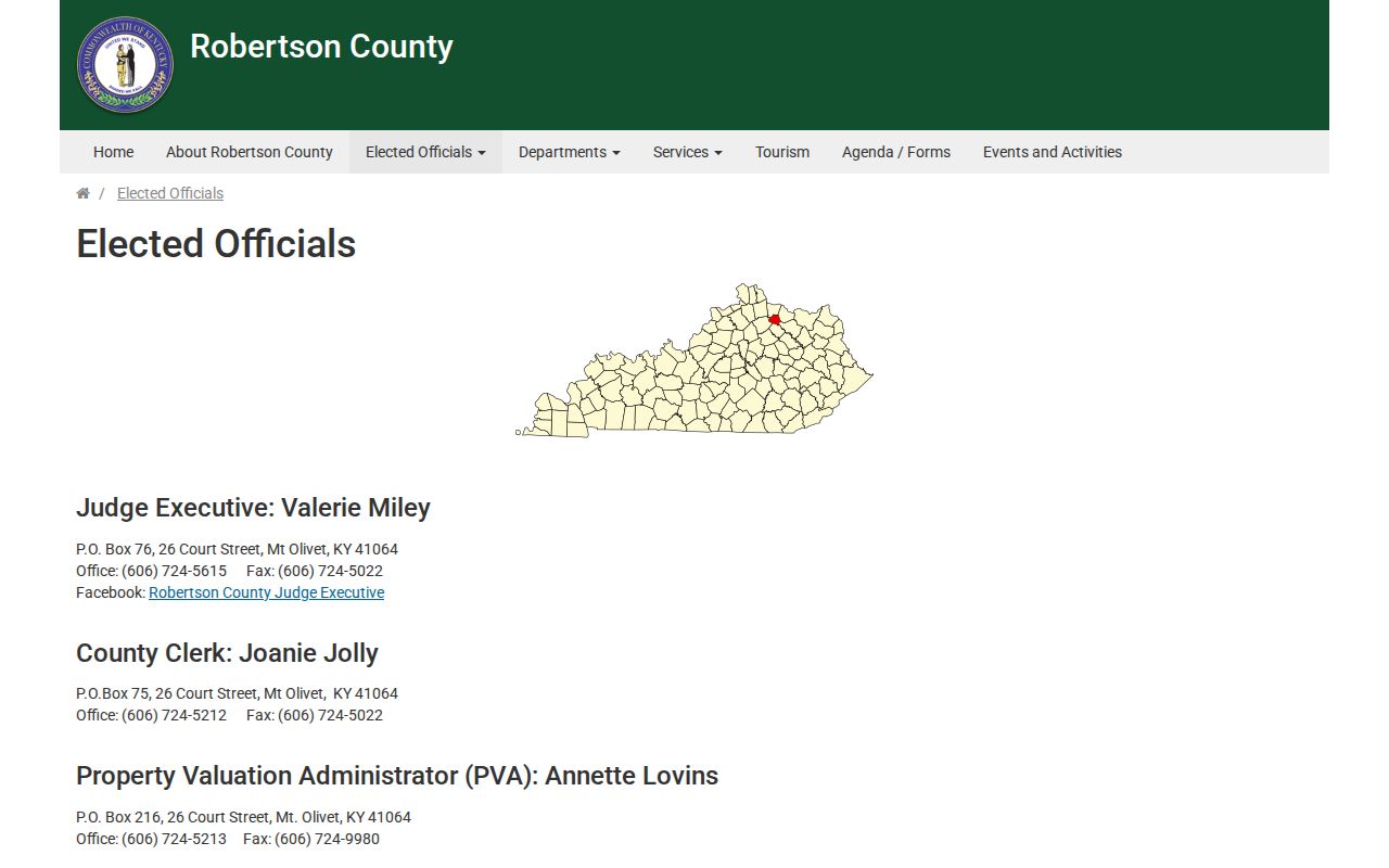 Robertson County criminal history elected officials and records contacts