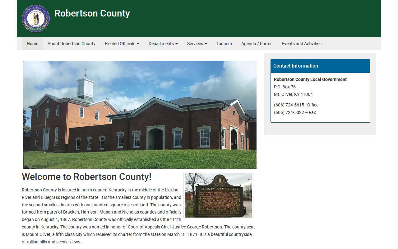 Robertson County criminal history official county homepage
