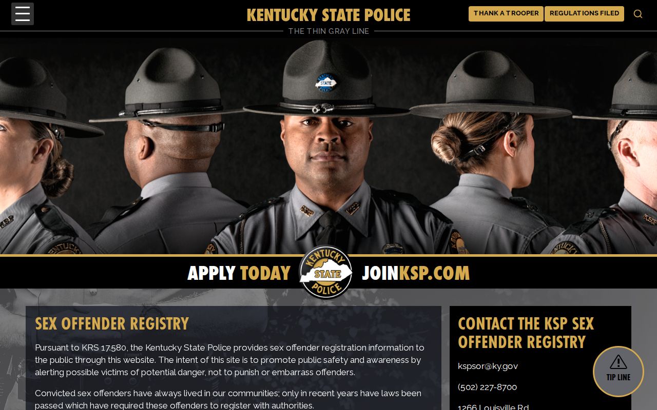 Kentucky State Police sex offender registry overview for Robertson County searches